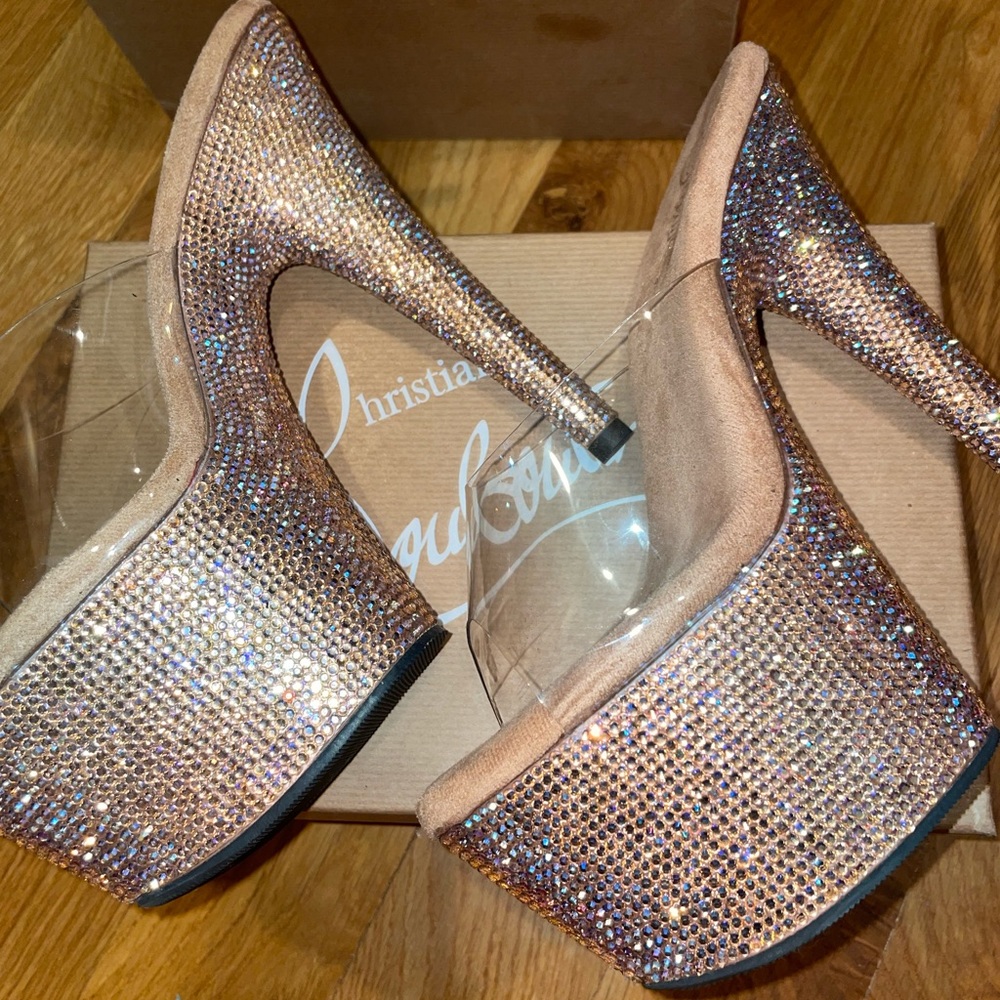 Pleasers pink rhinestone platforms